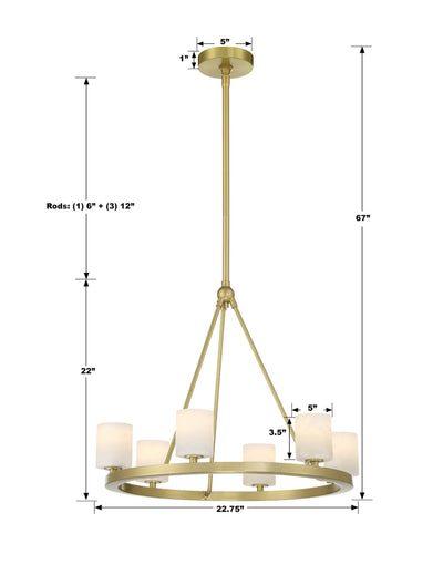 Aragon 6 Light Soft Brass Chandelier Chandelier Crystorama