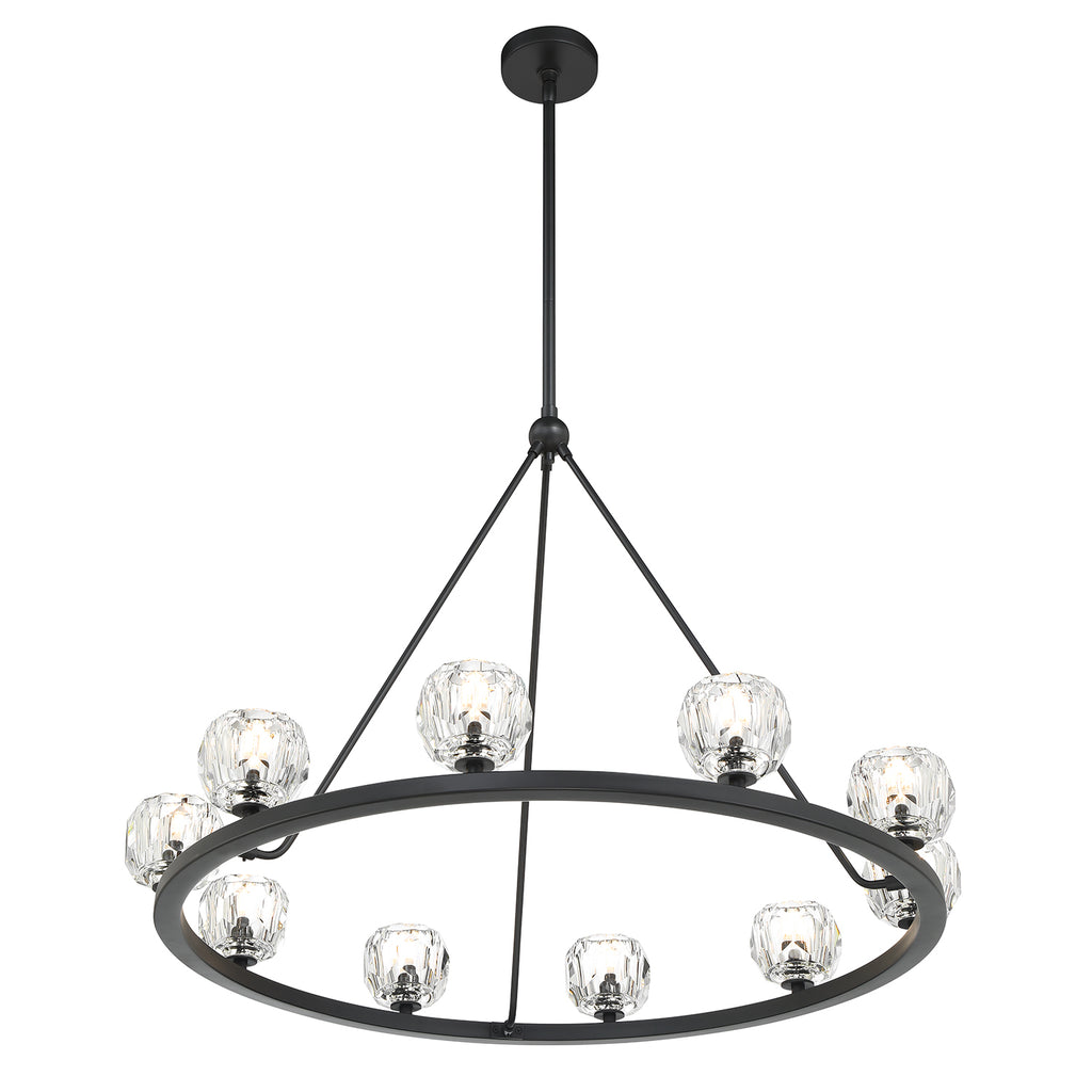 Aragon 10 Light Matte Black Chandelier Chandelier Crystorama