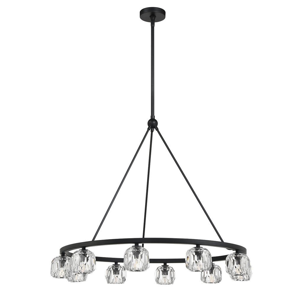 Aragon 10 Light Matte Black Chandelier Chandelier Crystorama