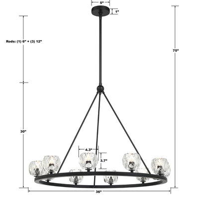 Aragon 10 Light Matte Black Chandelier Chandelier Crystorama