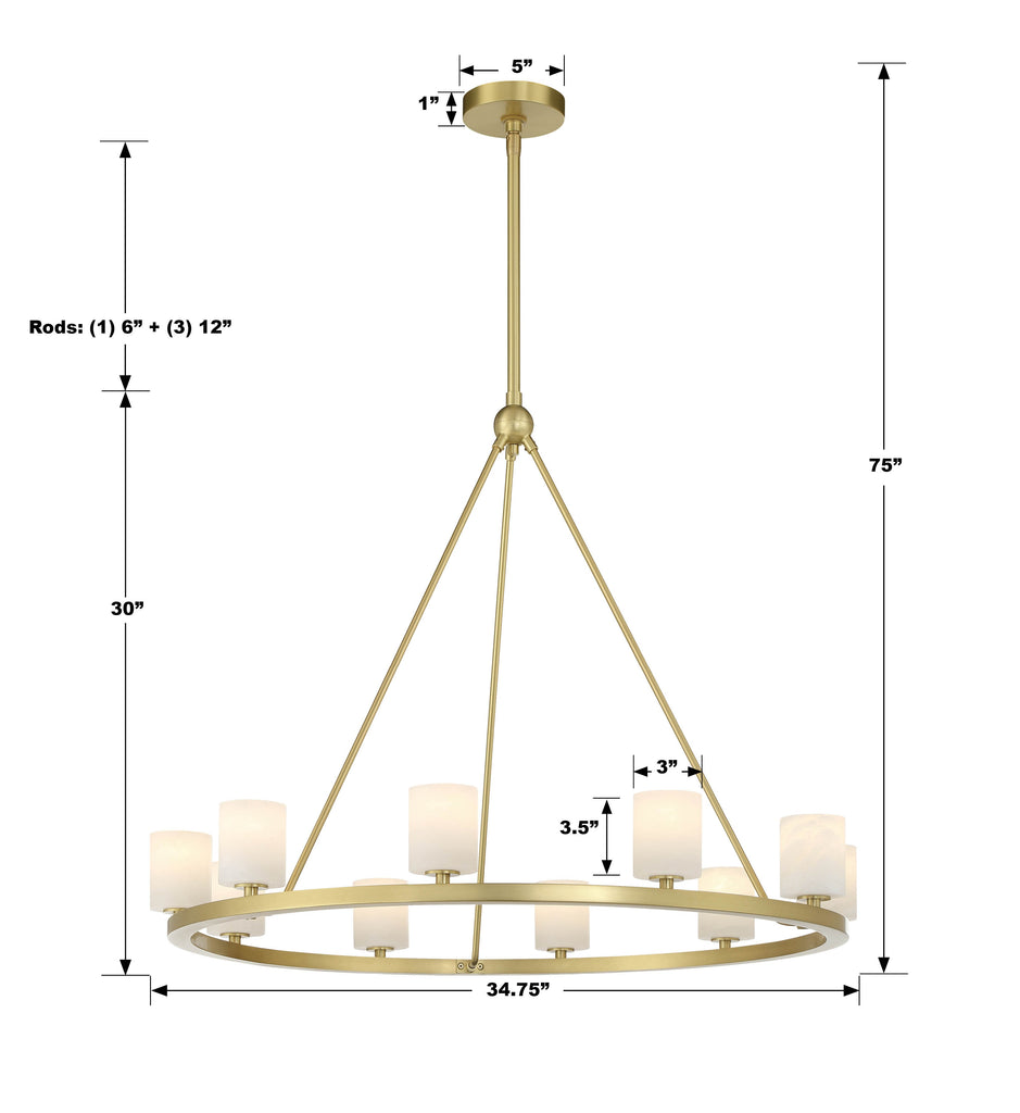 Aragon 10 Light Soft Brass Chandelier Chandelier Crystorama