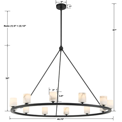 Aragon 12 Light Matte Black Chandelier Chandelier Crystorama