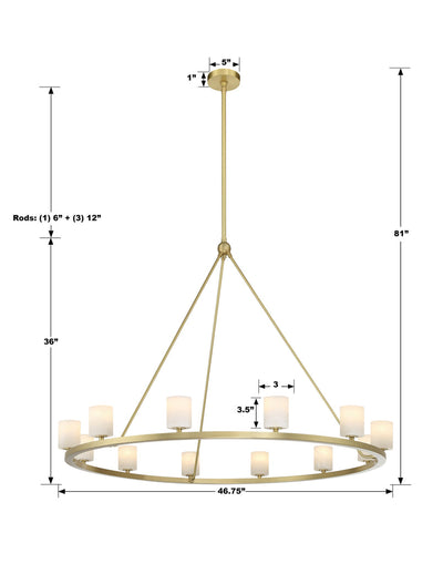 Aragon 12 Light Soft Brass Chandelier Chandelier Crystorama