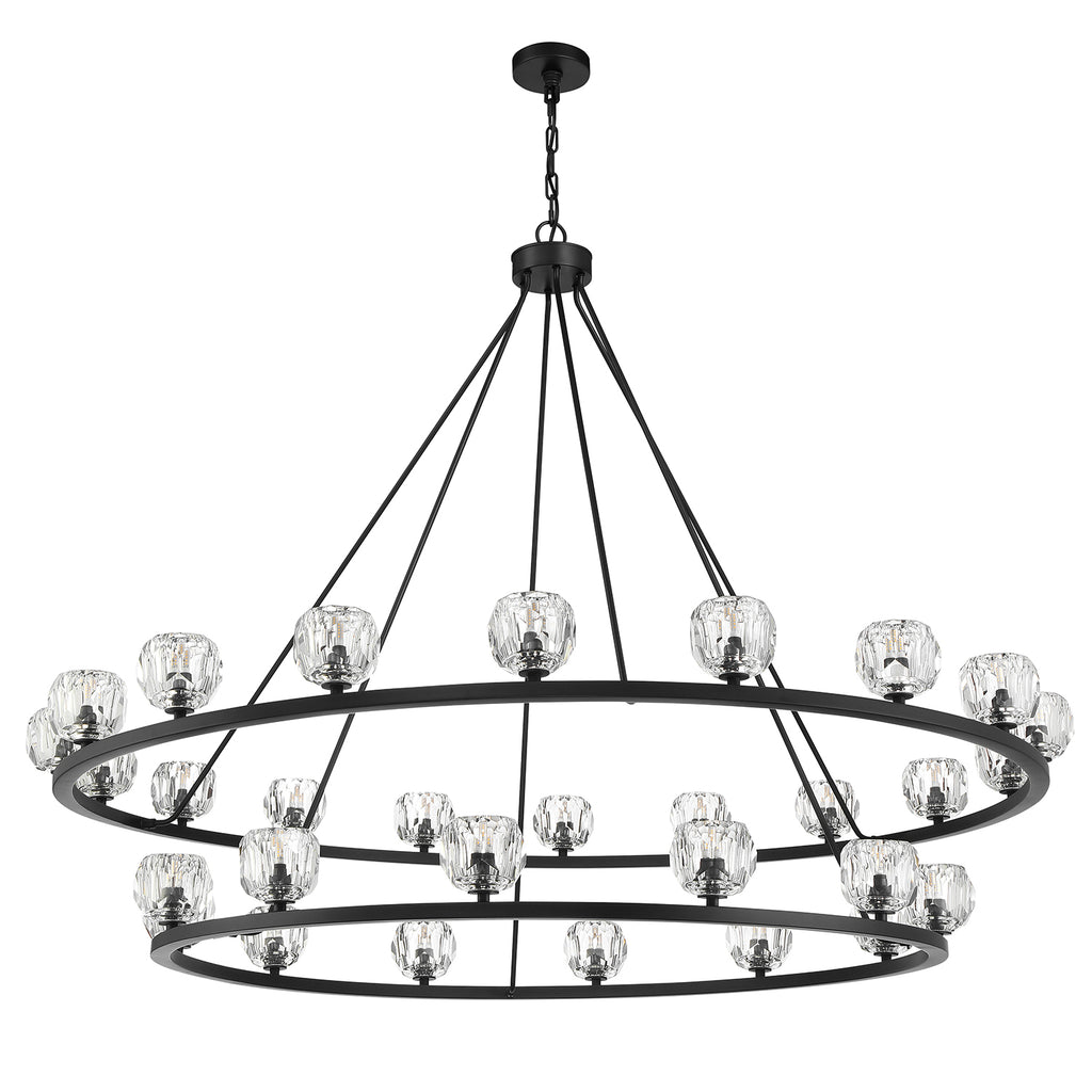 Aragon 30 Light Matte Black Chandelier Chandelier Crystorama