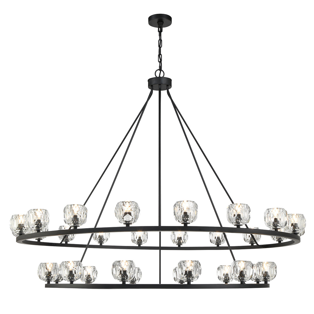 Aragon 30 Light Matte Black Chandelier Chandelier Crystorama