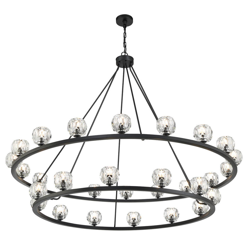 Aragon 30 Light Matte Black Chandelier Chandelier Crystorama