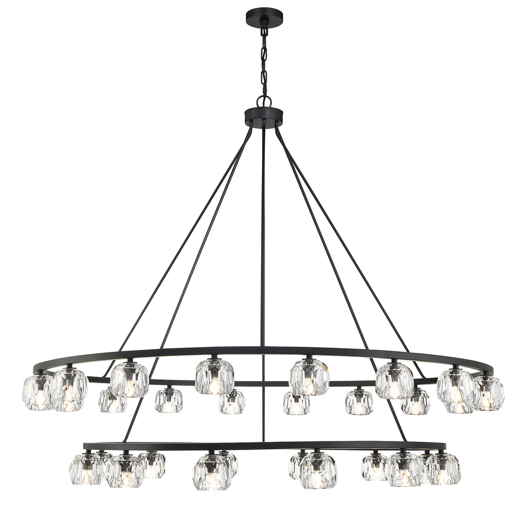 Aragon 30 Light Matte Black Chandelier Chandelier Crystorama