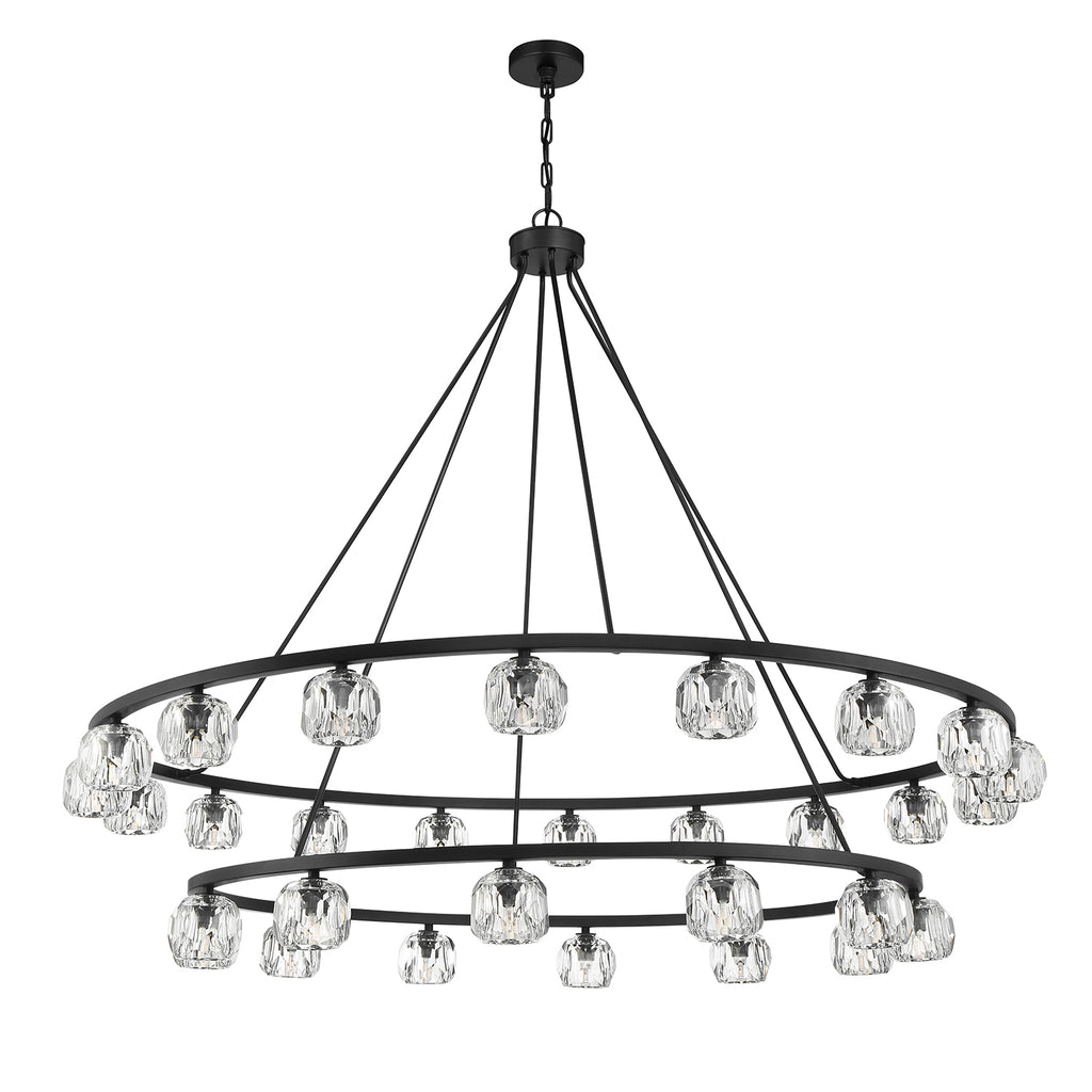 Aragon 30 Light Matte Black Chandelier Chandelier Crystorama