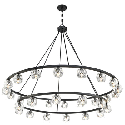 Aragon 30 Light Matte Black Chandelier Chandelier Crystorama