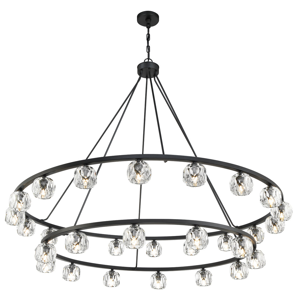 Aragon 30 Light Matte Black Chandelier Chandelier Crystorama