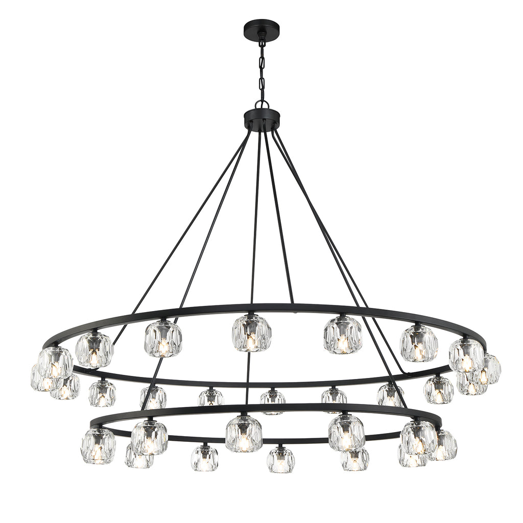 Aragon 30 Light Matte Black Chandelier Chandelier Crystorama