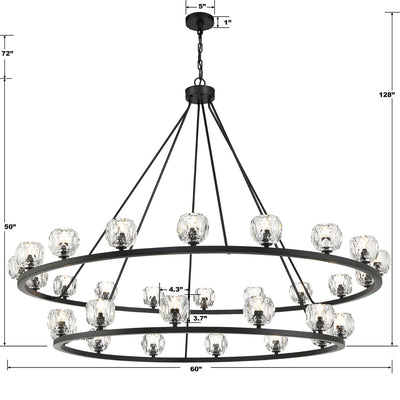 Aragon 30 Light Matte Black Chandelier Chandelier Crystorama