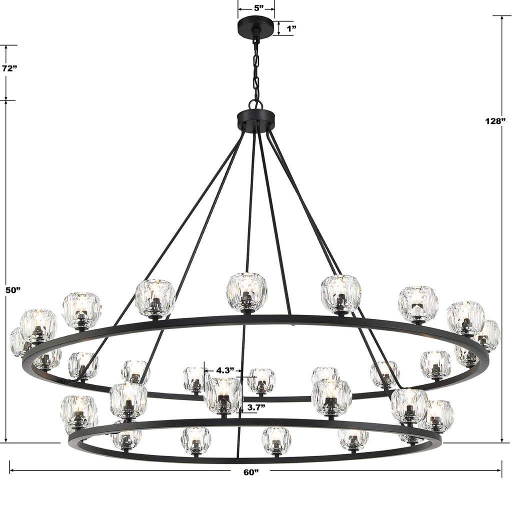 Aragon 30 Light Matte Black Chandelier Chandelier Crystorama