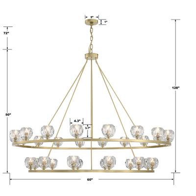 Aragon 30 Light Soft Brass Chandelier Chandelier Crystorama