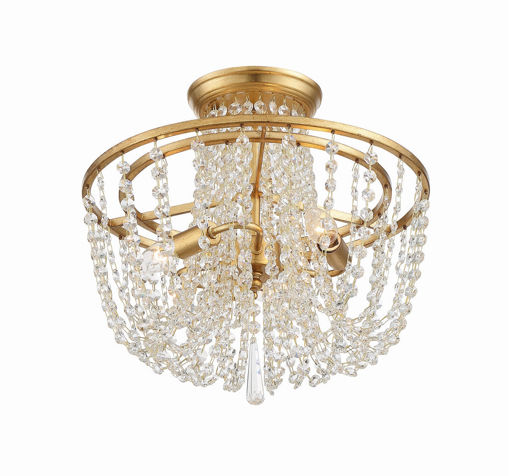 Arcadia 3 Light Antique Gold Semi Flush Mount Semi Flush Crystorama