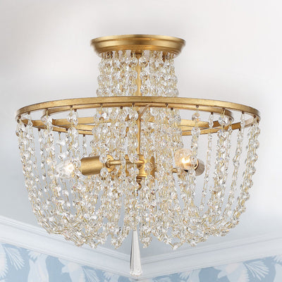 Arcadia 3 Light Antique Gold Semi Flush Mount Semi Flush Crystorama