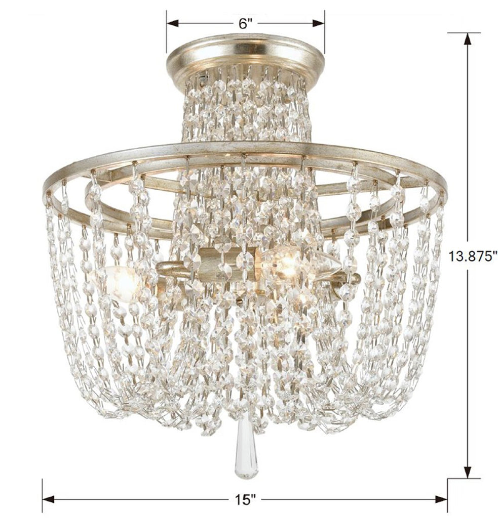 Arcadia 3 Light Antique Silver Semi Flush Mount Semi Flush Crystorama