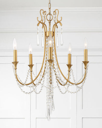 Arcadia 5 Light Antique Gold Chandelier Chandelier Crystorama