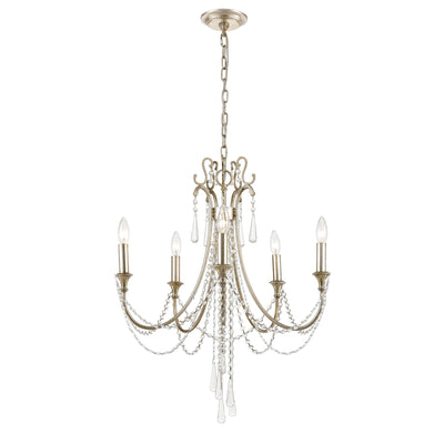 Arcadia 5 Light Antique Silver Chandelier Chandelier Crystorama