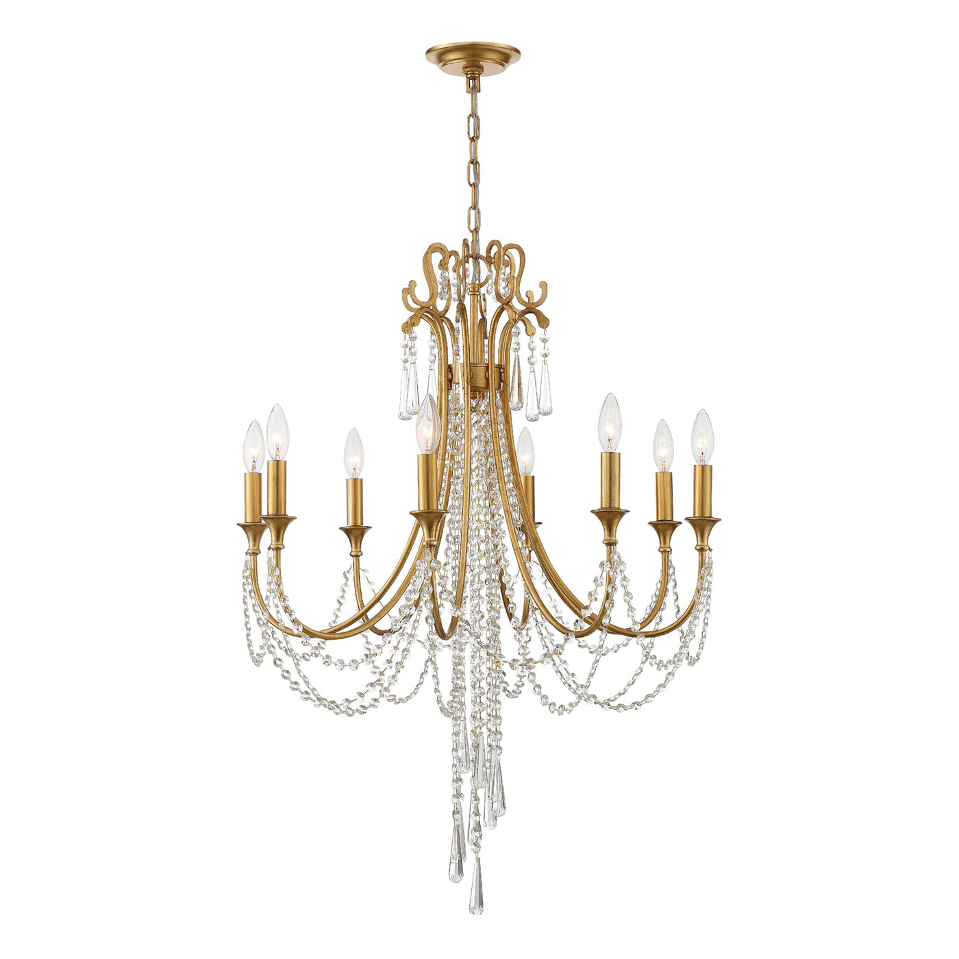 Arcadia 8 Light Antique Gold Chandelier Chandelier Crystorama