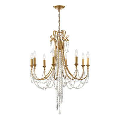 Arcadia 8 Light Antique Gold Chandelier Chandelier Crystorama