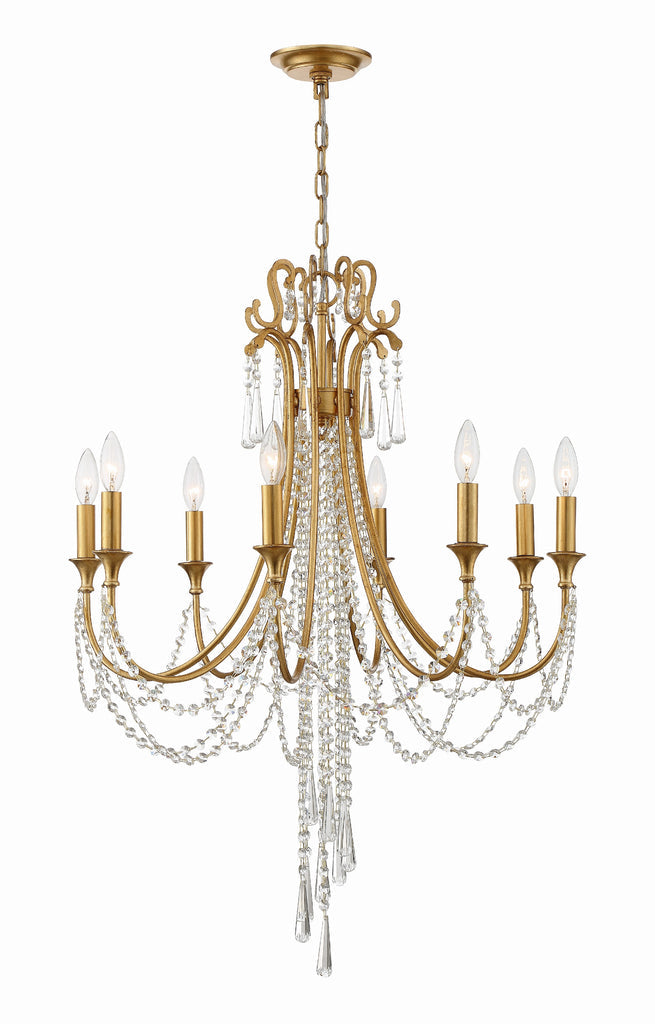 Arcadia 8 Light Antique Gold Chandelier Chandelier Crystorama