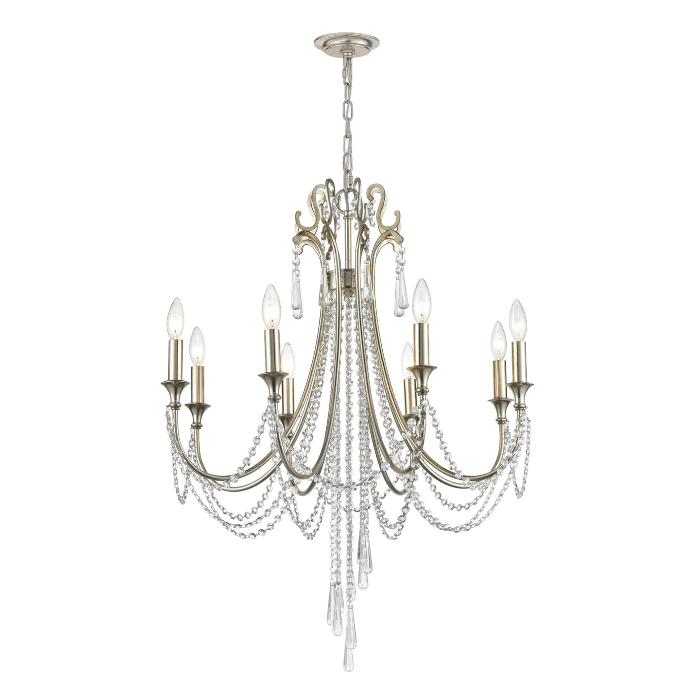 Arcadia 8 Light Antique Silver Chandelier Chandelier Crystorama