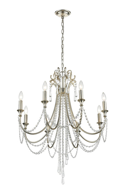 Arcadia 8 Light Antique Silver Chandelier Chandelier Crystorama