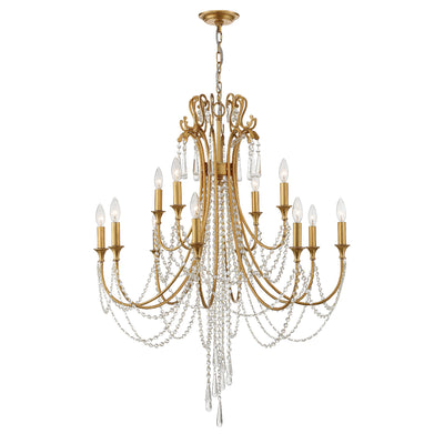 Arcadia 12 Light Antique Gold Chandelier Chandelier Crystorama