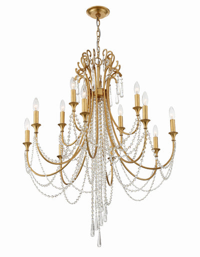 Arcadia 12 Light Antique Gold Chandelier Chandelier Crystorama