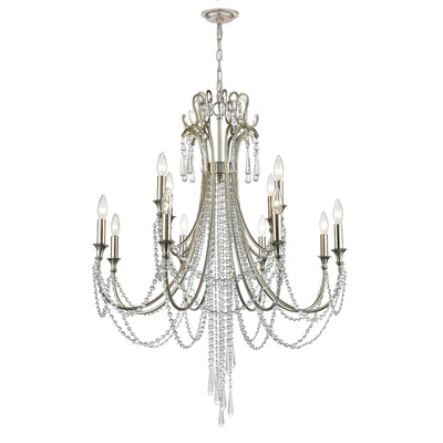 Arcadia 12 Light Antique Silver Chandelier Chandelier Crystorama