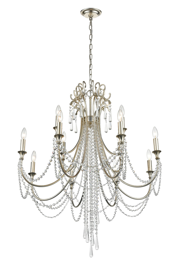 Arcadia 12 Light Antique Silver Chandelier Chandelier Crystorama