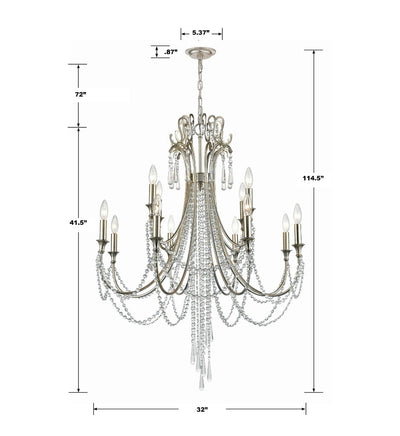 Arcadia 12 Light Antique Silver Chandelier Chandelier Crystorama