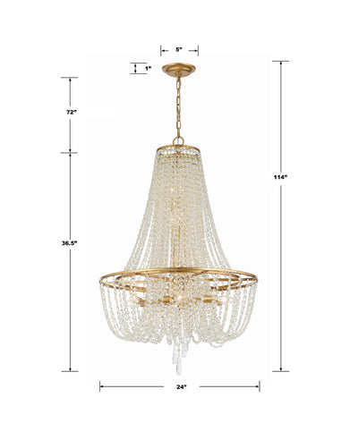 Arcadia 9 Light Antique Gold Chandelier Chandelier Crystorama