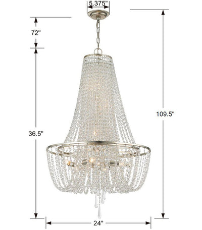 Arcadia 9 Light Antique Silver Chandelier Chandelier Crystorama