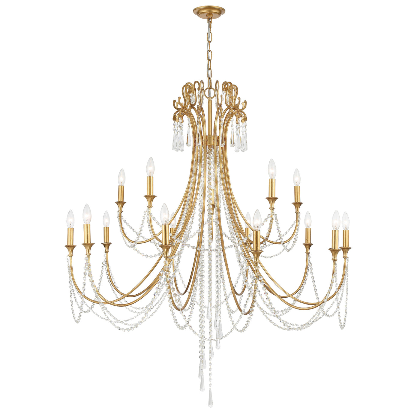 Arcadia 15 Light Antique Gold Chandelier Chandelier Crystorama