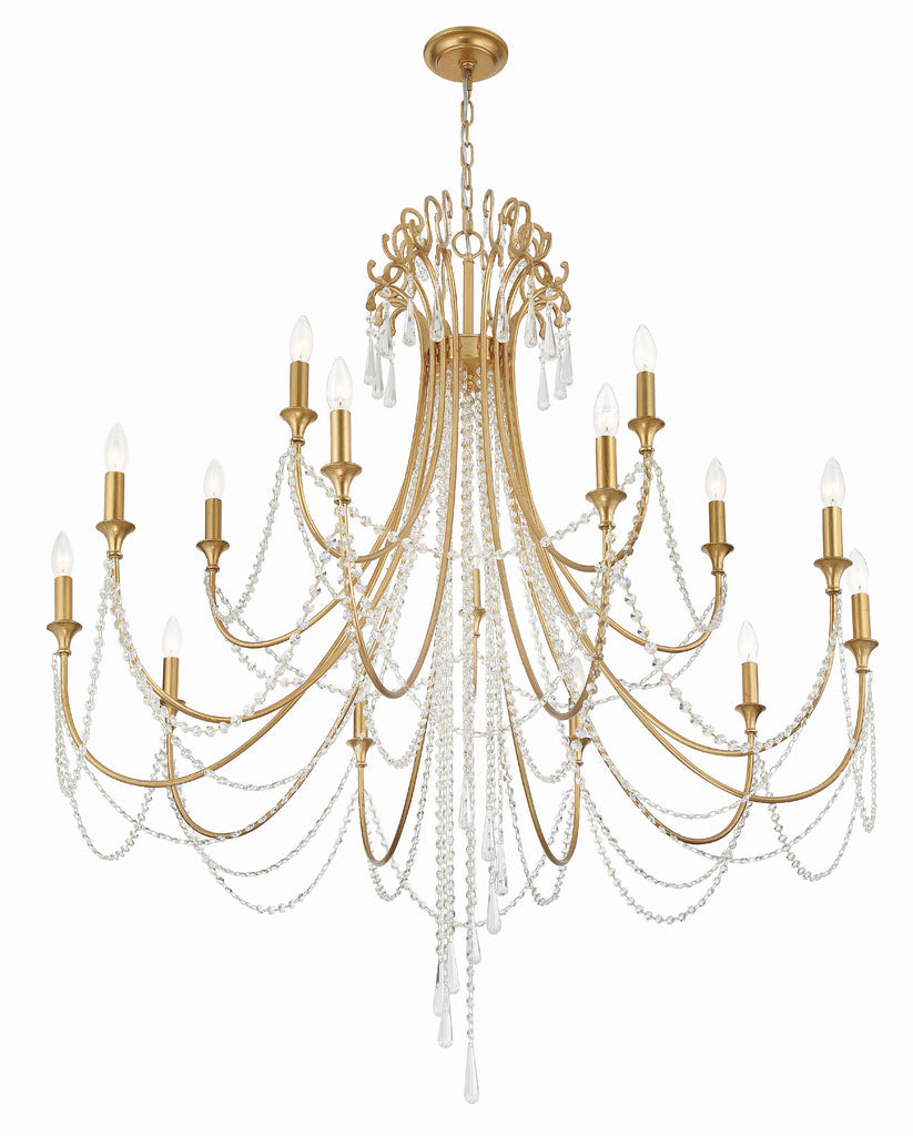 Arcadia 15 Light Antique Gold Chandelier Chandelier Crystorama