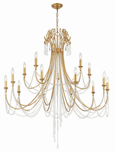 Arcadia 15 Light Antique Gold Chandelier Chandelier Crystorama