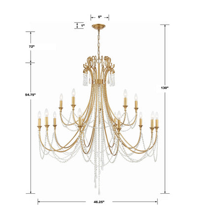 Arcadia 15 Light Antique Gold Chandelier Chandelier Crystorama