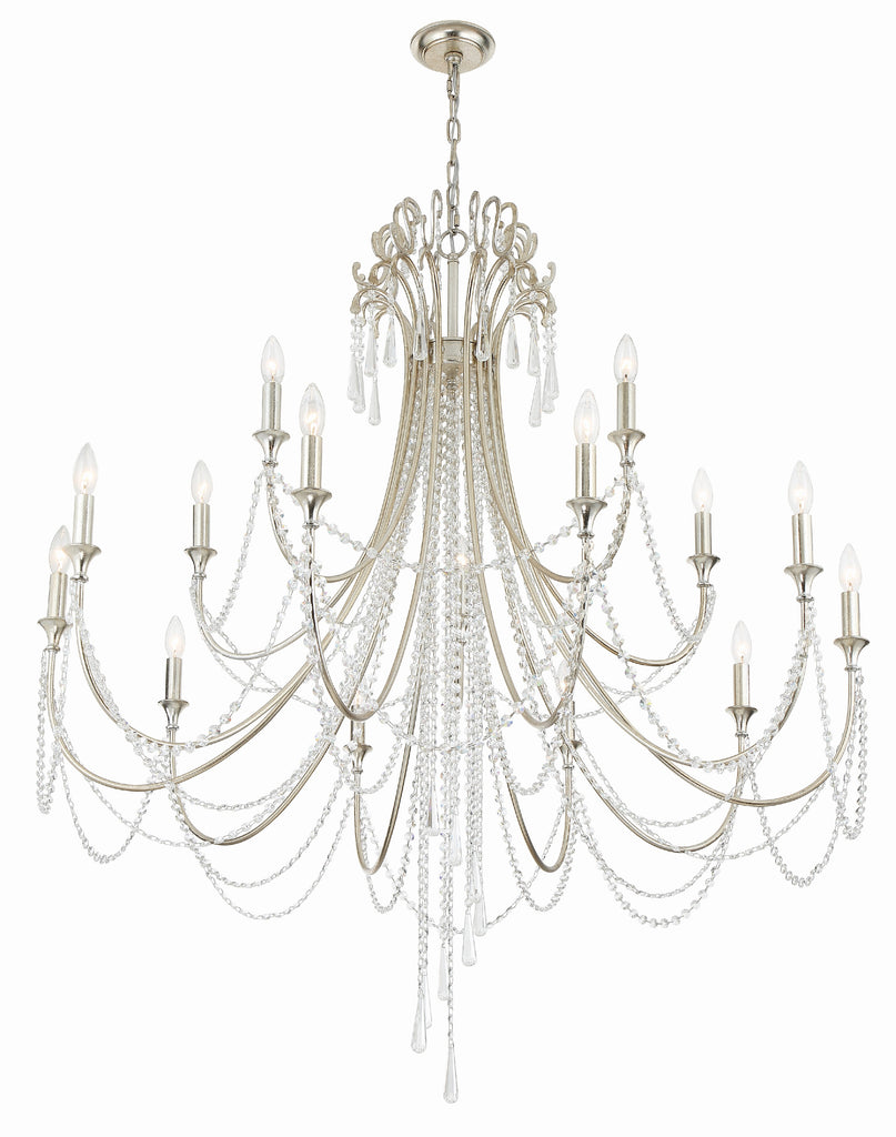 Arcadia 15 Light Antique Silver Chandelier Chandelier Crystorama