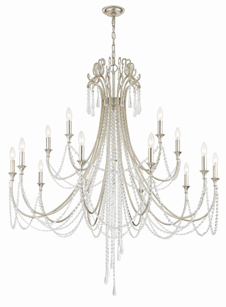 Arcadia 15 Light Antique Silver Chandelier Chandelier Crystorama