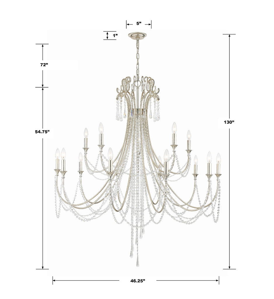 Arcadia 15 Light Antique Silver Chandelier Chandelier Crystorama