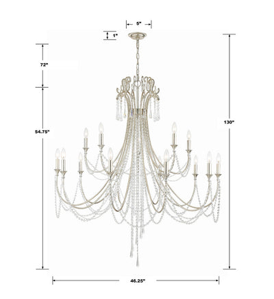 Arcadia 15 Light Antique Silver Chandelier Chandelier Crystorama