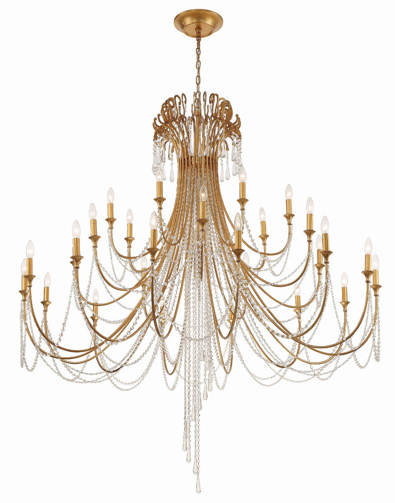 Arcadia 28 Light Antique Gold Chandelier Chandelier Crystorama