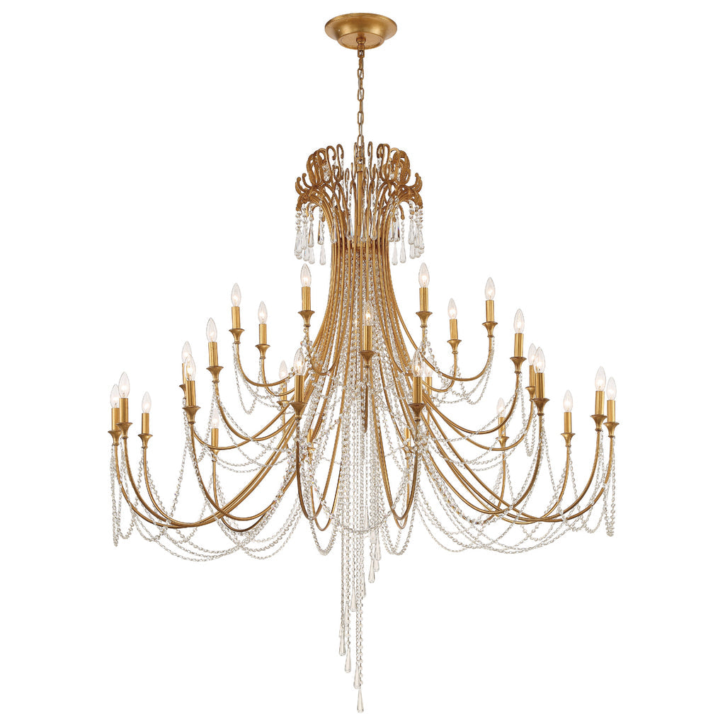 Arcadia 28 Light Antique Gold Chandelier Chandelier Crystorama