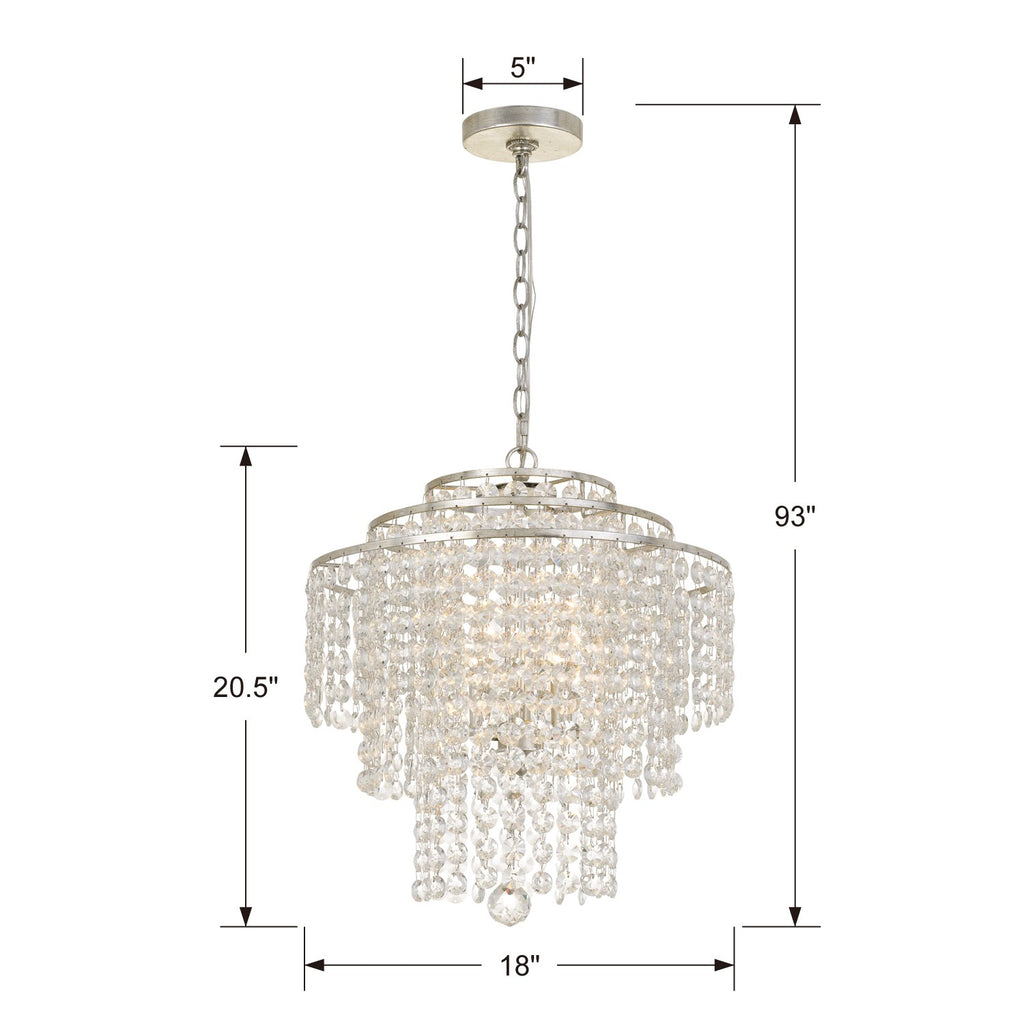 Arielle 4 Light Antique Silver Chandelier Chandelier Crystorama