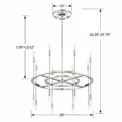 Aries 16 Light Polished Nickel Chandelier Chandelier Crystorama