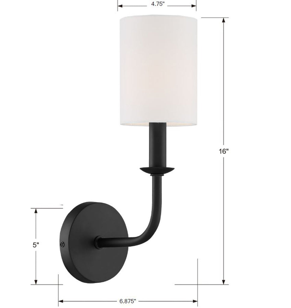 Bailey 1 Light Matte Black Sconce Wall Sconce Crystorama