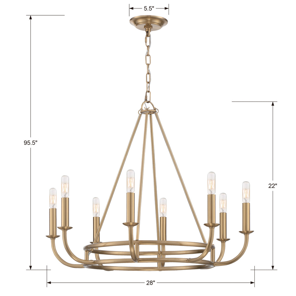 Bailey 8 Light Aged Brass Chandelier Chandelier Crystorama