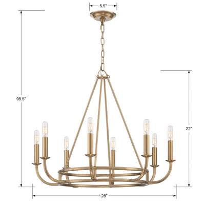 Bailey 8 Light Aged Brass Chandelier Chandelier Crystorama